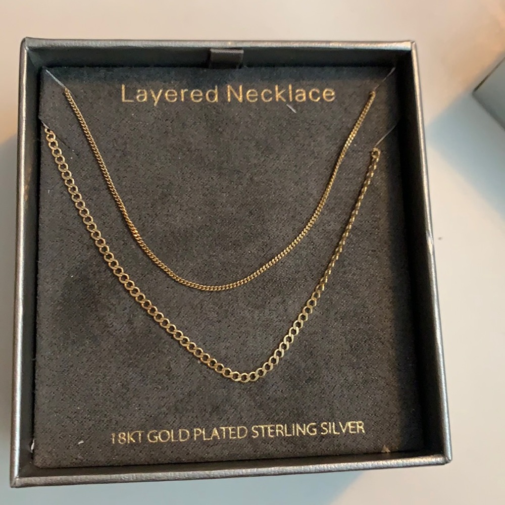 18k gold plated layered necklace